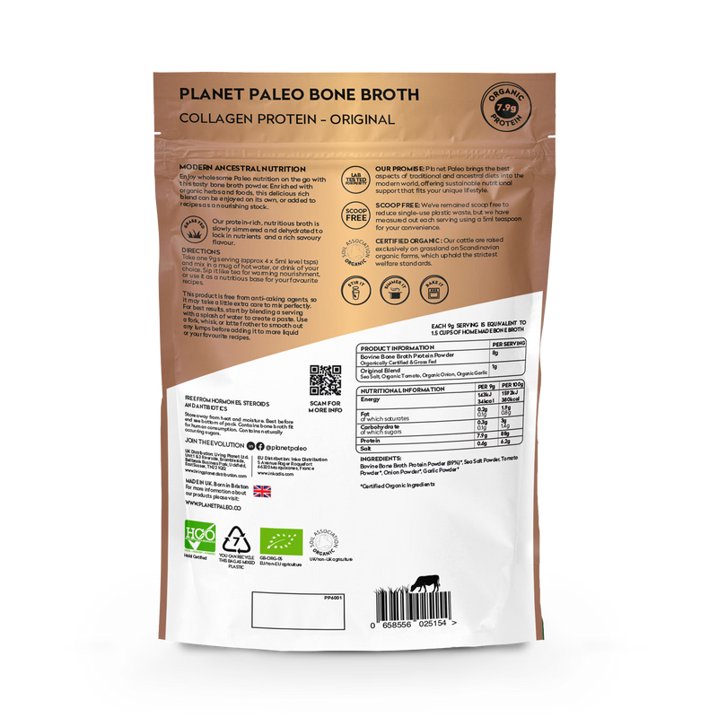 Planet Paleo bone broth powder Original 225g, imported from the UK