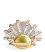Harrods L'Atelier Nawbar N93 Sun Dawn Pinky Ring in Yellow Gold with Diamond, Citrine and Pearl- Buy online at McGrocer