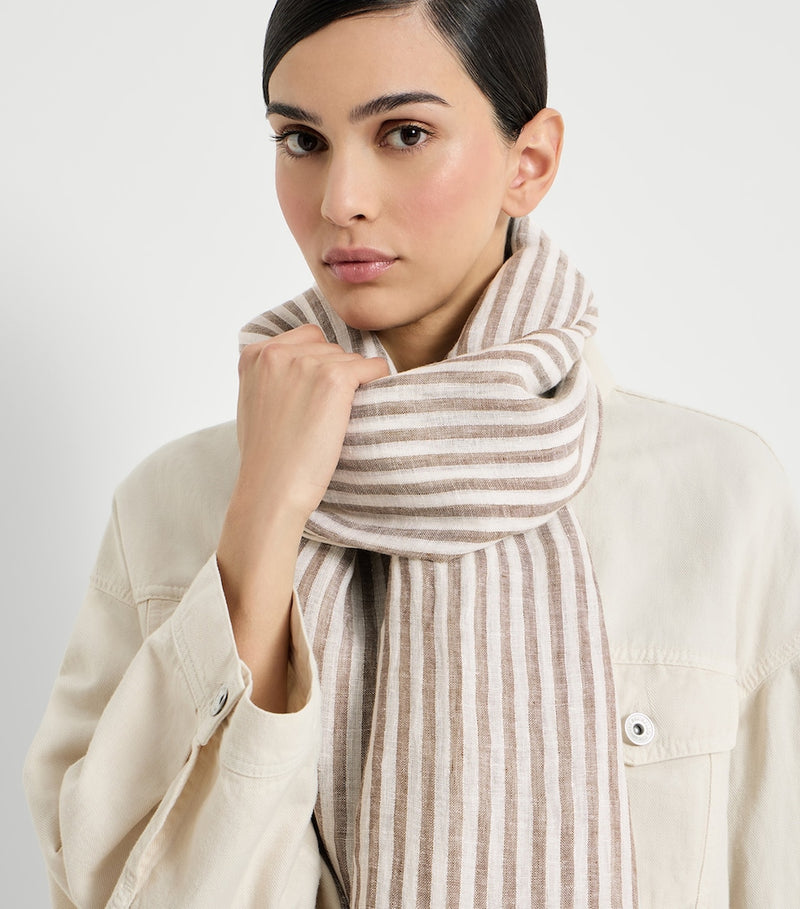 Brunello Cucinelli linen-blend stripe scarf, UK version