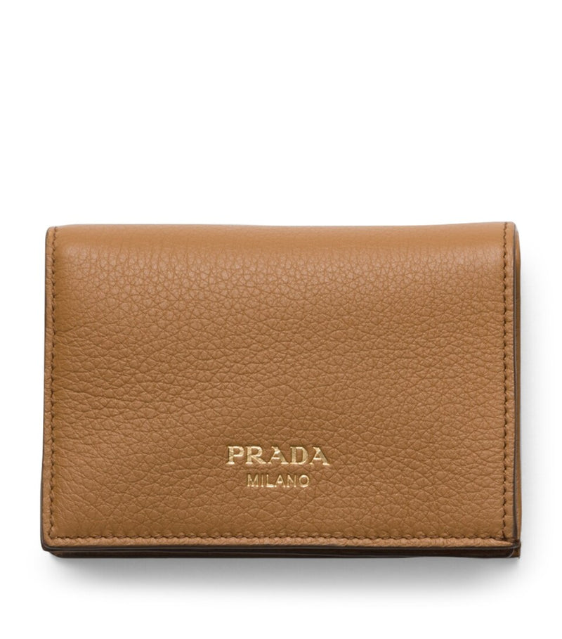 Leather Bifold Wallet with Suede Panels and Gold-Tone Hardware