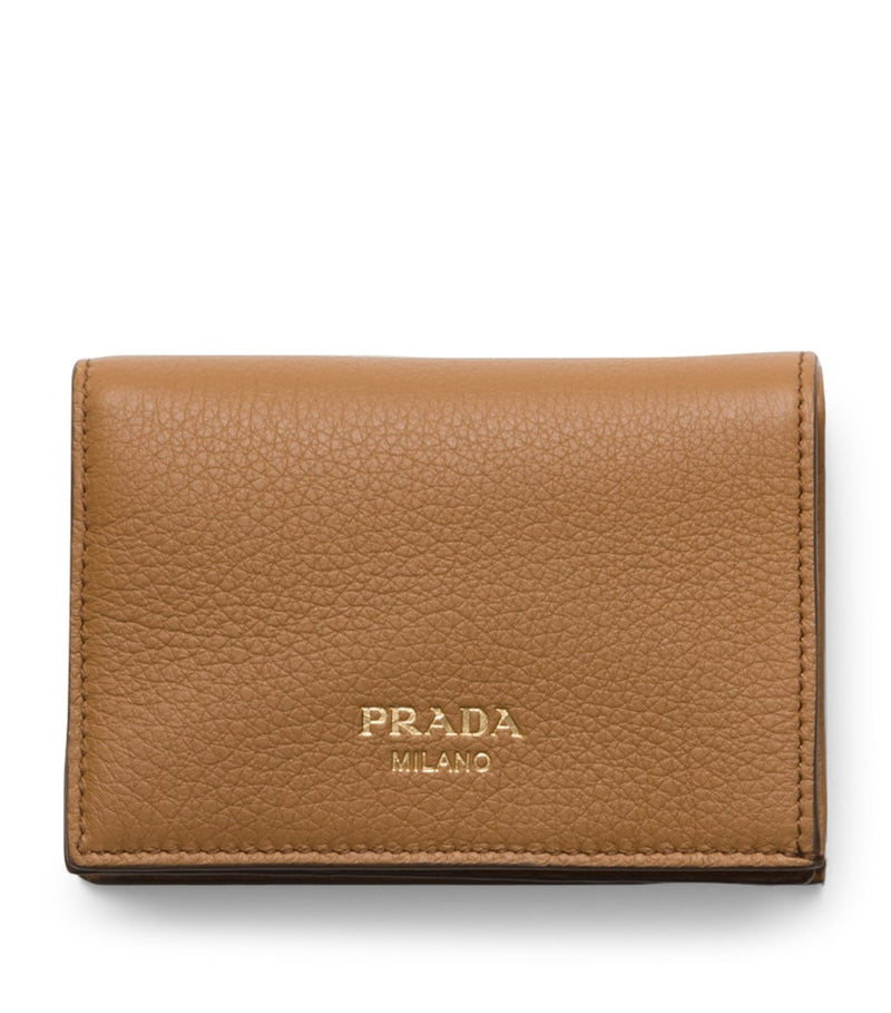 Leather Bifold Wallet with Suede Panels and Gold-Tone Hardware