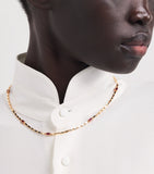 Suzanne Kalan rose gold and ruby medium block chain necklace, imported from the UK