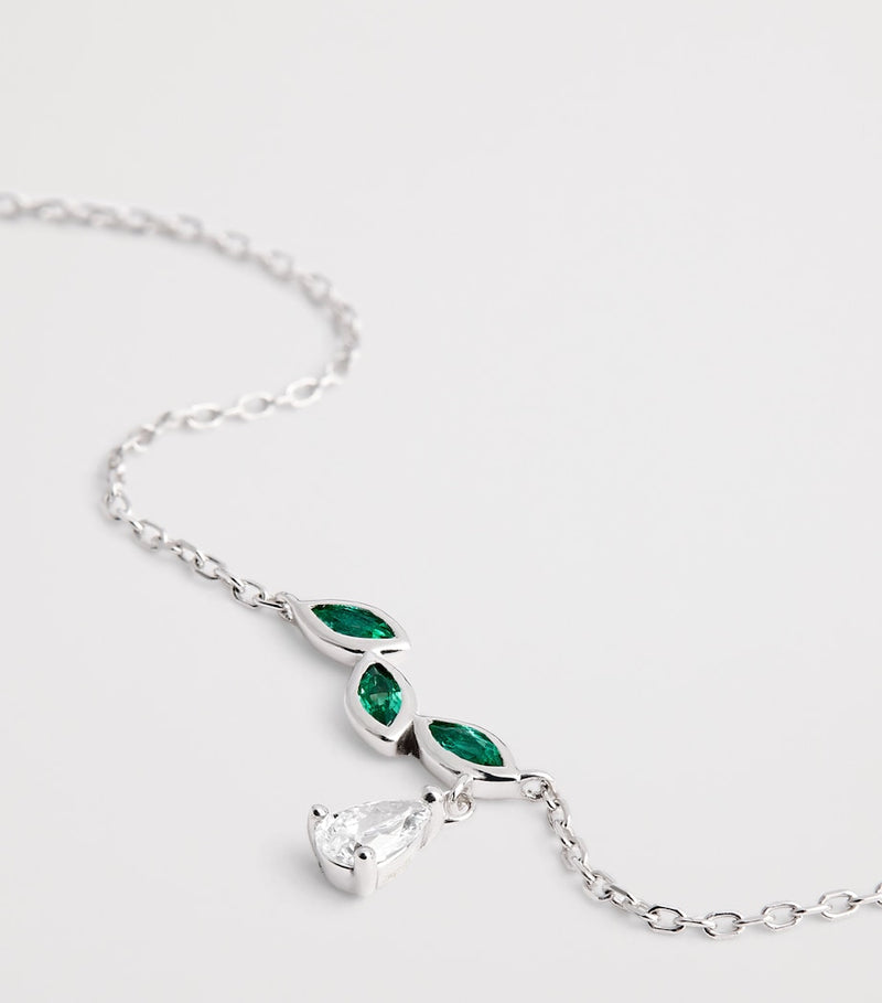 Astrid & Miyu white gold emerald diamond necklace, UK version