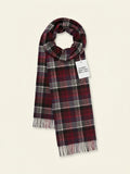 Mulberry Heritage Check merino wool scarf navy red, imported from the UK