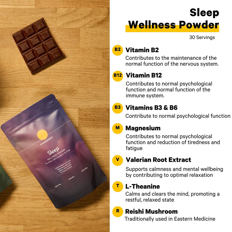 Cannaray sleep powder supplement chocolate 150g, UK version