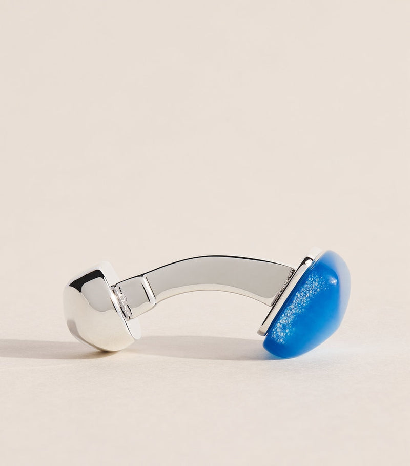 Babette Wasserman rhodium-plated catseye twist square cufflinks (British brand)