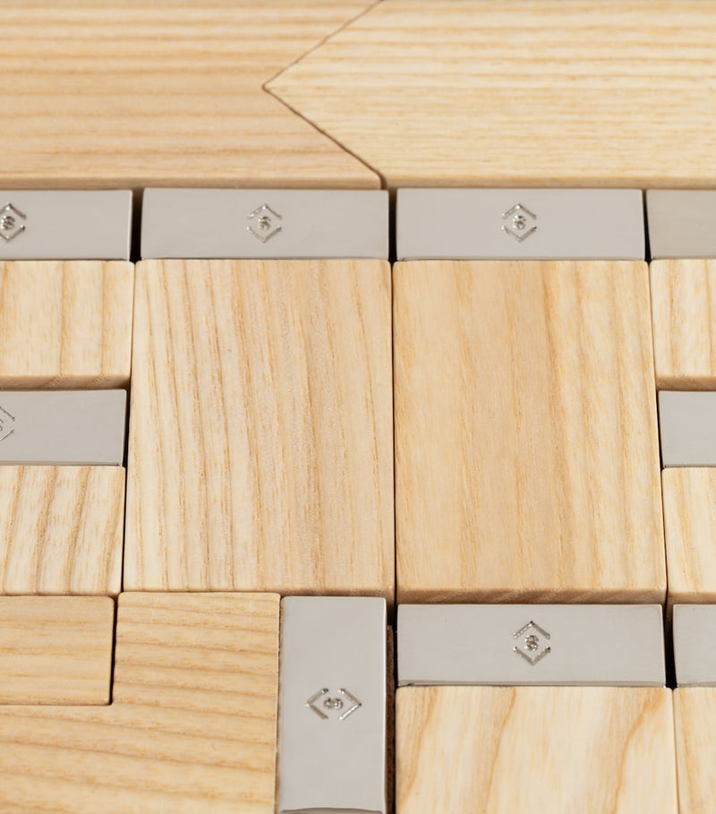 Swaine leather and maple wood game set with chess, dominoes, and cards (British brand)