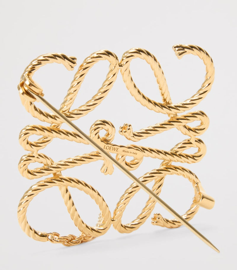 LOEWE Anagram Rope Brooch gold-tone brass, imported from the UK