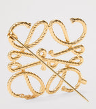 LOEWE Anagram Rope Brooch gold-tone brass, imported from the UK