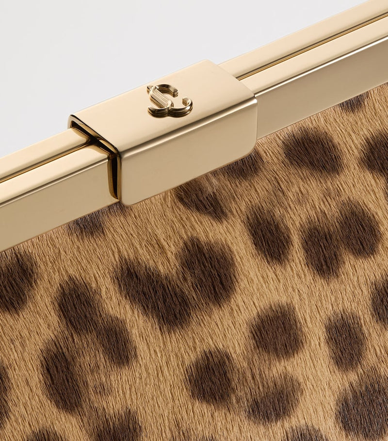 Jimmy Choo leopard print Ganache clutch bag, imported from the UK