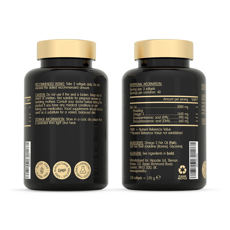 SuperSelf Omega-3 fish oil 3000mg triple strength 120 softgels - British product