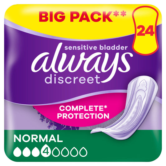 Always Discreet Incontinence Pads Normal x24 bladder weakness Sainsburys   