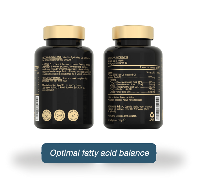 SuperSelf omega supplement 3000mg 90 softgels, UK version