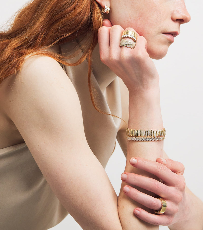 Suzanne Kalan yellow gold diamond stacker eternity ring size 7, UK version