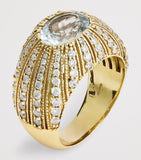 Jacquie Aiche large aquamarine diamond oval dome ring, UK version