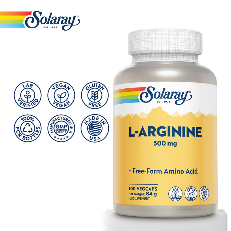 Solaray L-Arginine 500mg capsules 100 count (British brand)