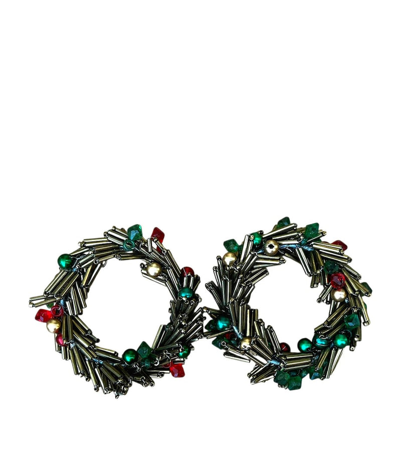 Les-Ottomans beaded Christmas napkin rings set of 2, UK version