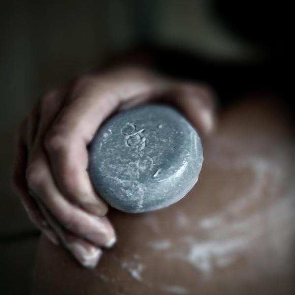 Obvs Skincare salt soap peppermint charcoal 90g, imported from the UK