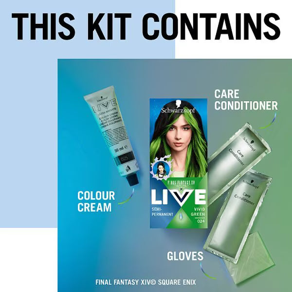 Schwarzkopf LIVE Ultra Bright Vivid Green 024 hair dye (British brand)