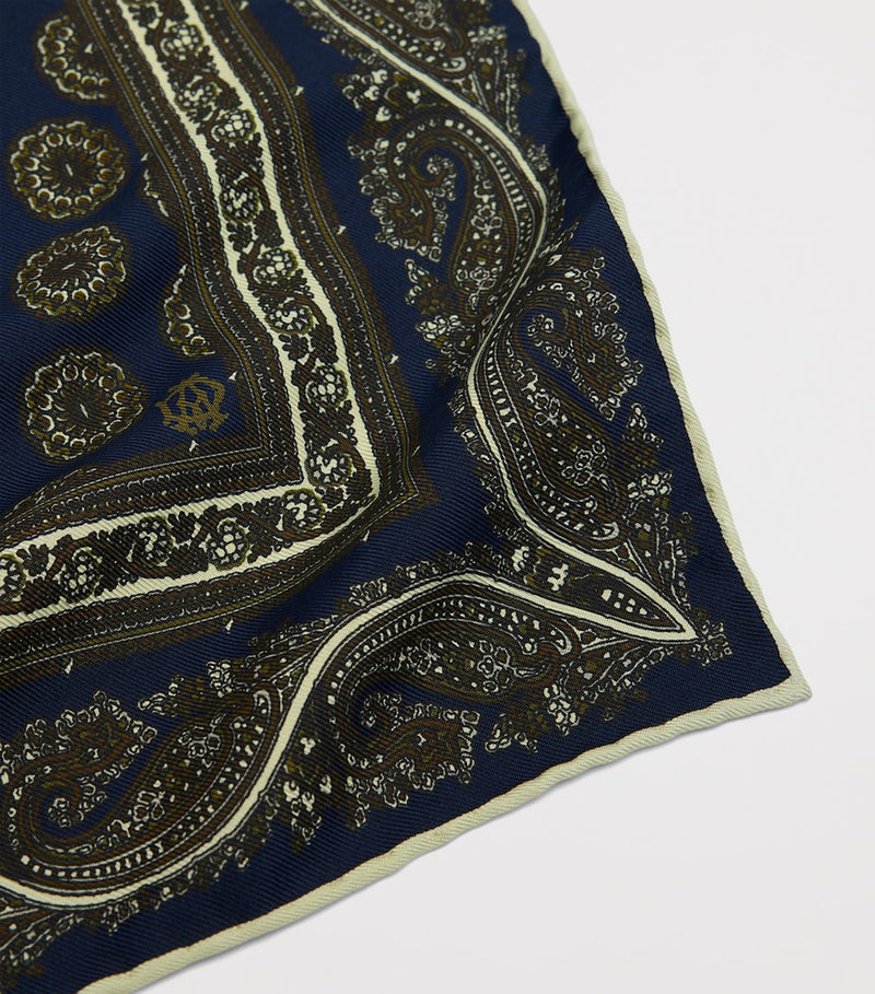 Dunhill mulberry silk floral medallion pocket square, UK version