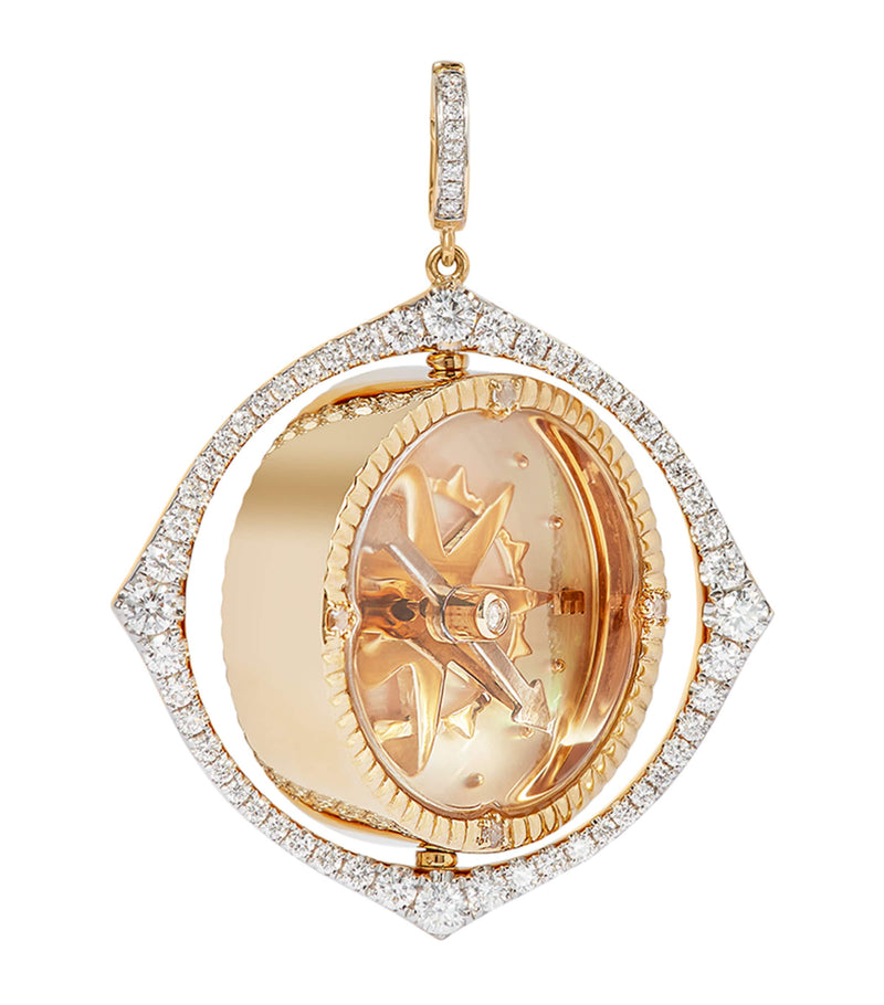 Annoushka yellow gold and diamond compass pendant, imported from the UK