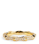 Harrods Anita Ko Yellow Gold and Pavé Diamond Bamboo Ring- Buy online at McGrocer