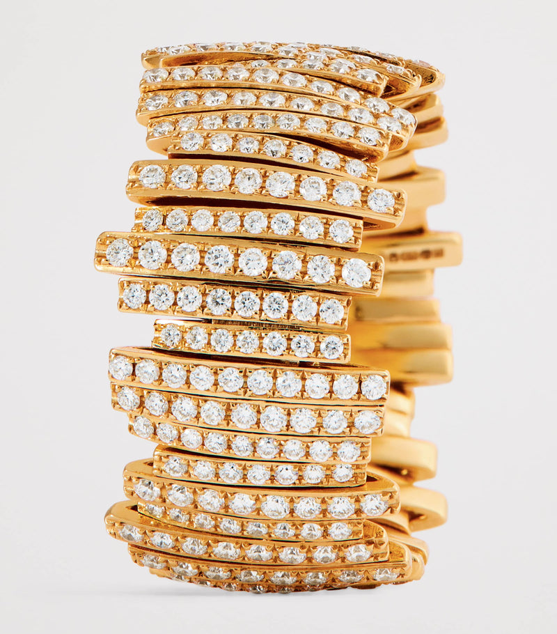 Suzanne Kalan yellow gold full pave deco ring size 7 (British brand)