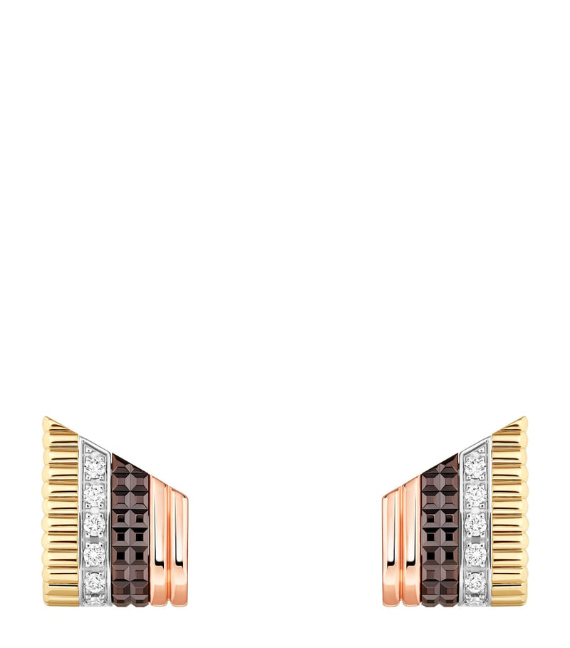 Boucheron Quatre Classique stud earrings mixed gold and diamond (British brand)