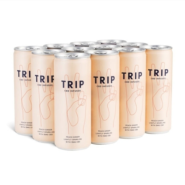 TRIP Peach Ginger CBD Drinks 12 x 250ml GOODS Superdrug