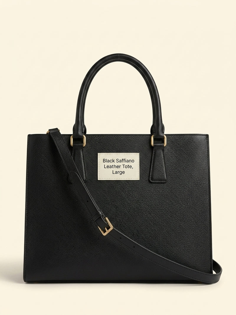 Prada Saffiano Lux leather 2-way handbag black (British brand)