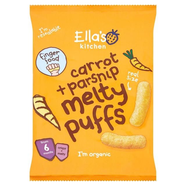 Ella's Kitchen Carrot & Parsnip Melty Puffs Baby Snack 6+ Months   20g