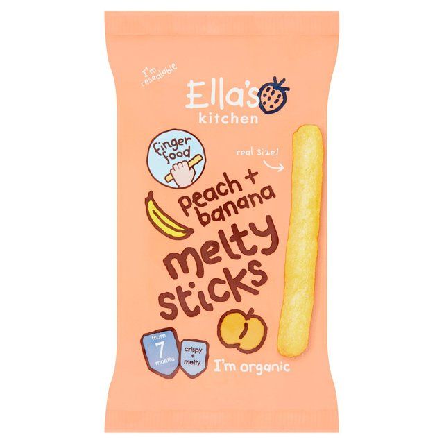 Ella's Kitchen Peach & Banana Melty Sticks Baby Snack 7+ Months 16g