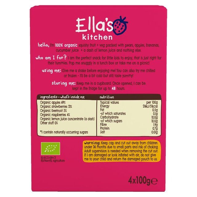 Ella's Kitchen Pear and Cucumber Kids Drinks Multipack Pouch 3+ Years 4 per pack