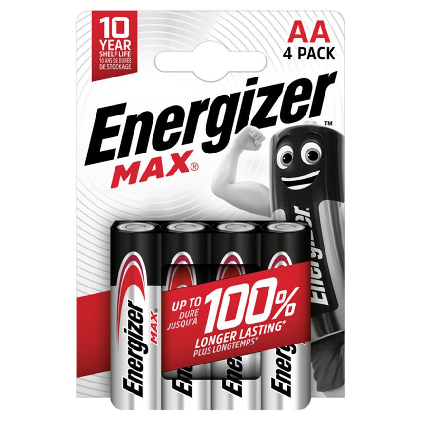 Energizer Max AA Batteries, Alkaline, 4 Pack