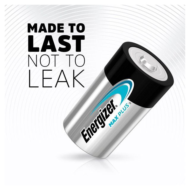 Energizer Max Plus D Batteries Alkaline 2 per pack
