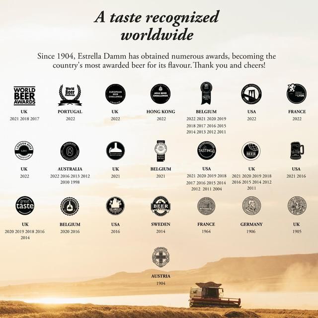 Estrella Damm Premium Lager Beer Bottles 4 x 330ml