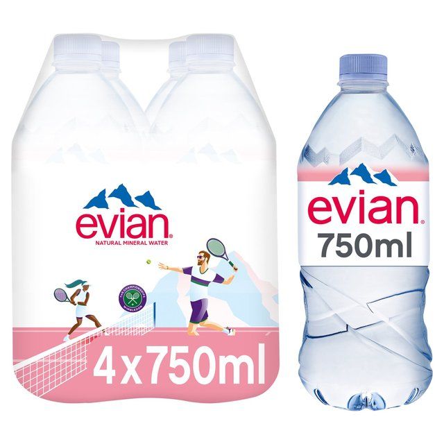 Evian Still Mineral Water Sports Cap 4 x 750ml