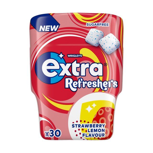 Extra Refreshers Strawberry Lemon Sugarfree Chewing Gum Bottle 67g