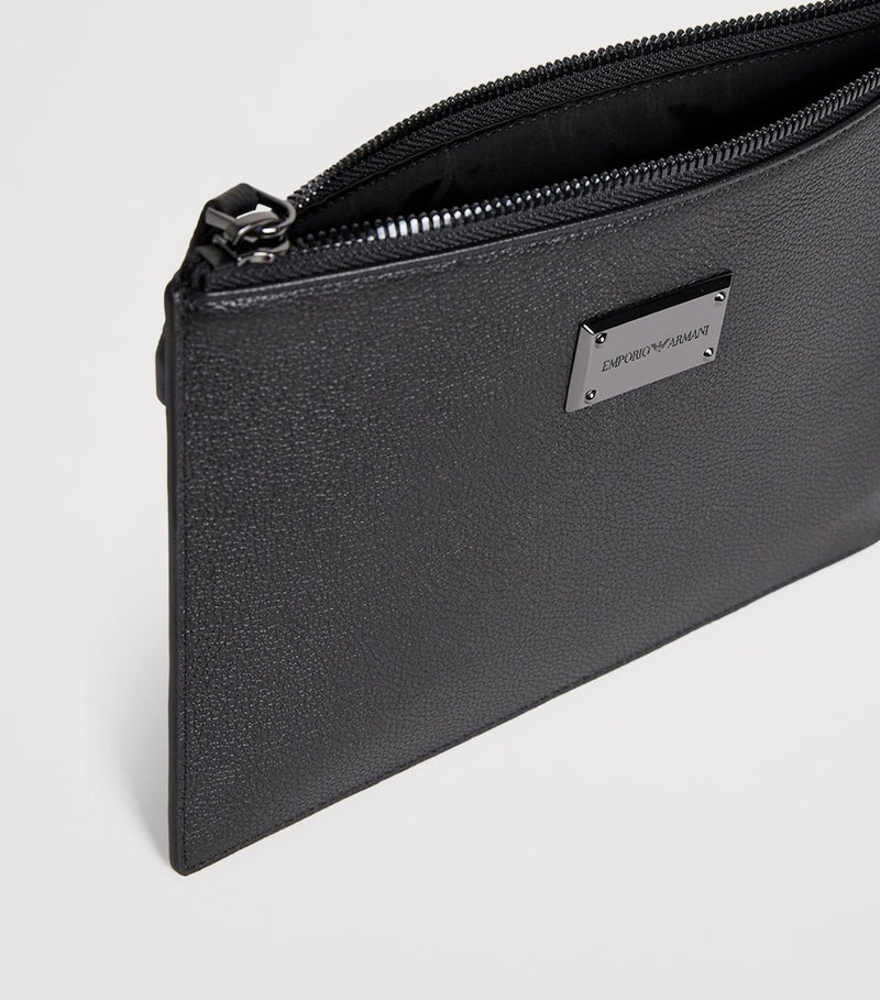 Emporio Armani grained leather logo pouch (British brand)