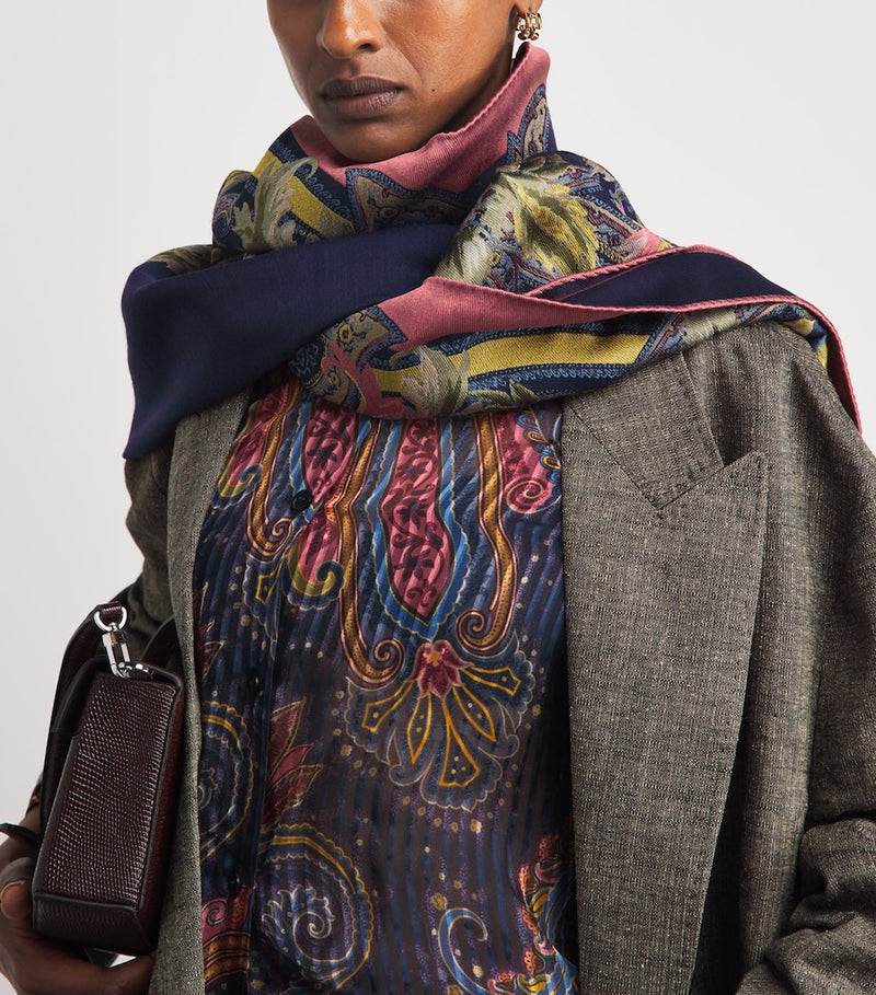 Etro wool-blend paisley scarf, imported from the UK