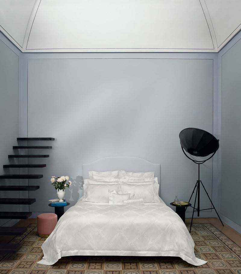 Super King Duvet Cover in Egyptian Cotton with Braid Embroidery, 260cm x 220cm