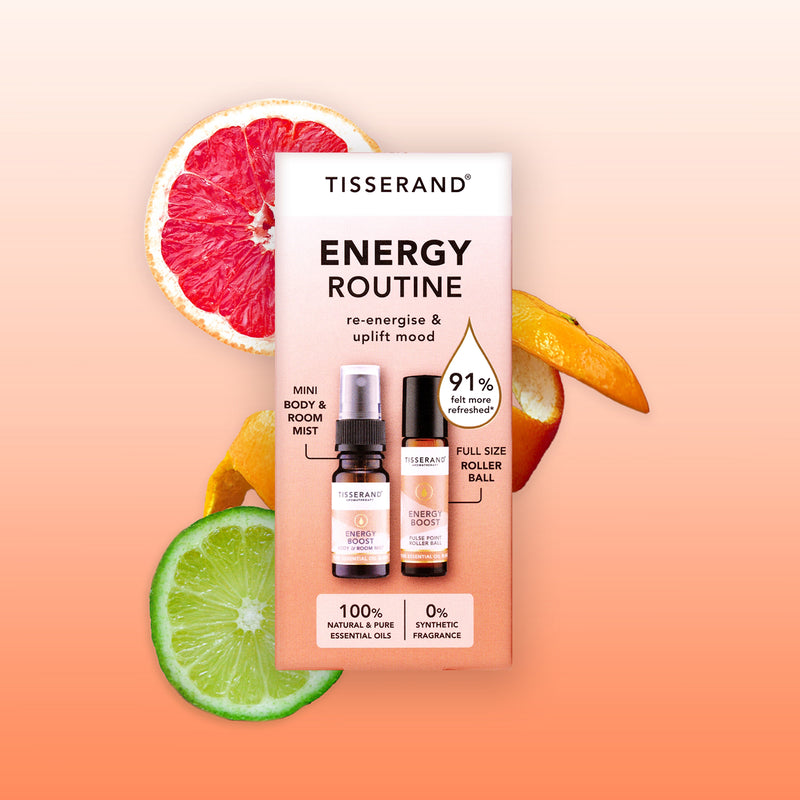 Tisserand Energy Boost aromatherapy kit with mist and roller ball, UK version