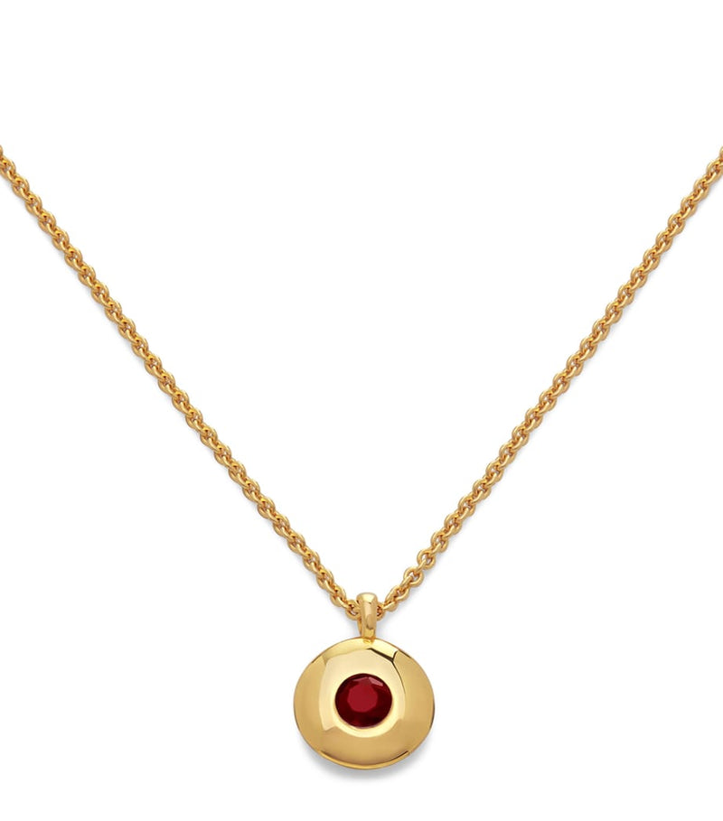 Monica Vinader gold vermeil and ruby birthstone necklace, imported from the UK