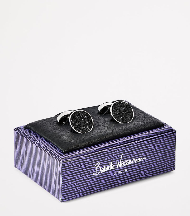 Babette Wasserman Moondust round cufflinks 1.8cm, imported from the UK