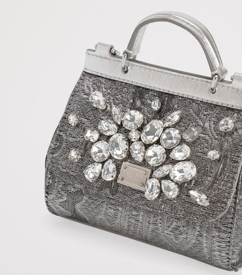 Dolce&Gabbana Kids crystal embellished leather top-handle bag, imported from the UK