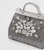 Dolce&Gabbana Kids crystal embellished leather top-handle bag, imported from the UK