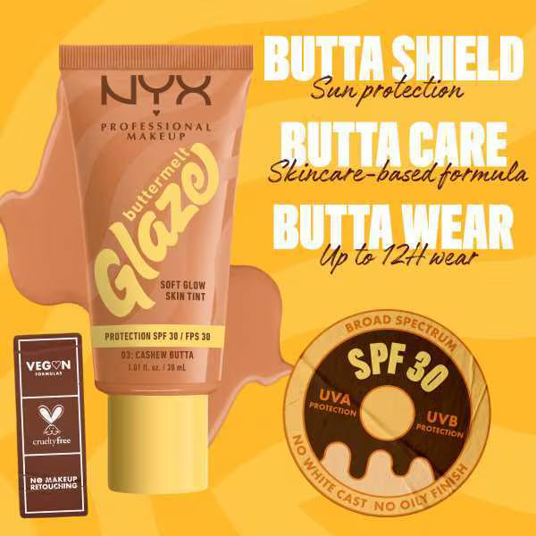 NYX Professional Makeup Buttermelt Glaze Skin Tint, imported from the UK
