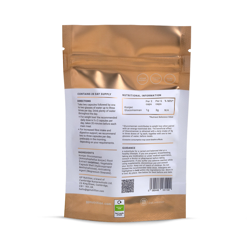 Glucomannan fibre weight management capsules 56 count (British brand)