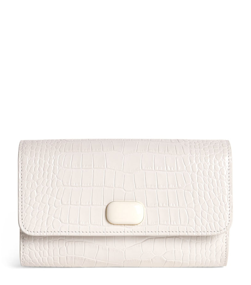 Jeffrey Levinson leather croc-embossed clutch bag, UK version
