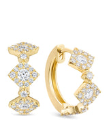 Harrods David Morris Yellow Gold and Diamond Triolette Square Hoop Earrings- Buy online at McGrocer